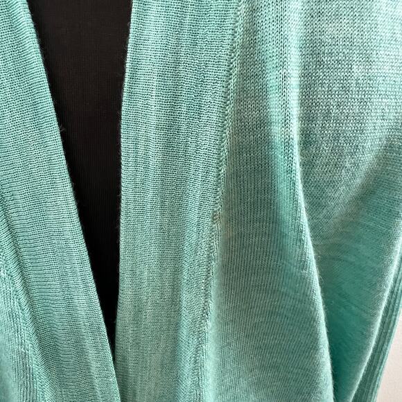 Eileen Fisher Green Cardigan Sweater Wool Open Front Long Sleeve Regular Fit XL - Picture 6 of 10